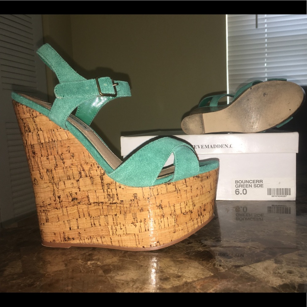COPY - Steve Madden Teal color wedges size 6